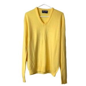 Robert Bruce Sweater Mens V-Neck Yellow Size Large VTG 90s Y2K Made USA